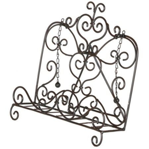 Support de livre de recettes en métal noir réglable avec motif feuille pour comptoir de cuisine domestique - Product Image 3