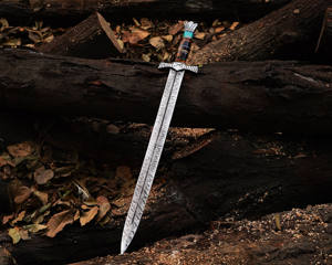 Épée Viking personnalisée en acier inoxydable forgé à la main avec fourreau - Épée de chasse artisanale pour costumes et armures - Product Image 2