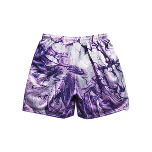 Pantalones Cortos Casuales para Hombre, Color Morado, Estampado Tie Dye, Secado Rápido, Cintura Elástica, Largo Medio, 100% Poliéster, Impresión por Sublimación - Product Image 2