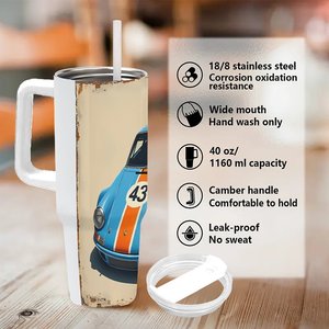 Stainless Steel Tumbler 40oz With Car Graphic Design For <b>Coffee</b> Or Tea - Product Image 5