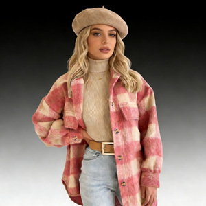 Oferta en Temu: Chaqueta informal a cuadros para mujer, estilo oversized con botones frontales, para otoño e invierno, moda urbana, ropa exterior para el día a día. - Product Image 1