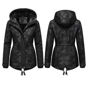 Parka Sherpa con Estampado de Guepardo Salvaje, Bolsillos Laterales con Ribete, Capucha, Mangas Largas, Exterior de Poliéster Denso - Product Image 1