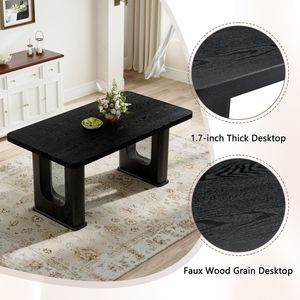Elegante Set da Pranzo in Legno Nero 164 x 90 cm Abbinato a 6 Sedie in Lino Cotone Grigio Chiaro - Product Image 6