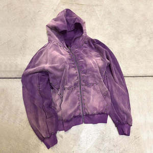 Sudadera con capucha personalizada de algodón 100% de alto gramaje con cremallera bidireccional y diseño desgastado por el sol para mujer y hombre, con logo frontal y cuello con capucha. - Product Image 2