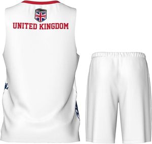 Uniforme de Baloncesto con la Bandera del Reino Unido para Hombres Adultos, Conjunto Deportivo de Entrenamiento - Product Image 3