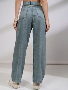 Jean décontracté Abdul Royal World Export coupe ample taille mi-haute déchiré jambe large en denim de coton écologique résistant à la décoloration - Product Image 4