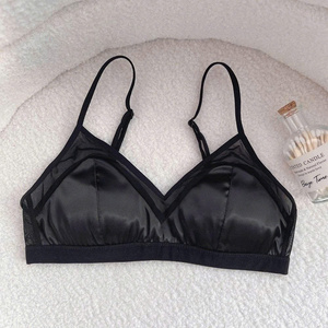 Satin <b>Bra</b> with Adjustable <b>Straps</b> & Embroidery Decoration Sexy Lingerie - Product Image 6