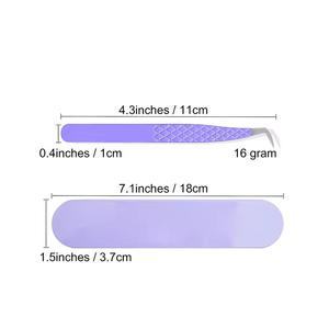 Pinzas de precisión para pestañas con punta dentada, mango morado de acero inoxidable para aplicación de extensiones de pestañas - Product Image 4