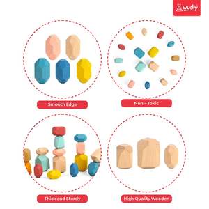 Wudly Kids Nesting & <b>Stacking</b> Sorting <b>Toys</b> <b>Wooden</b> Balancing Stone - Product Image 2