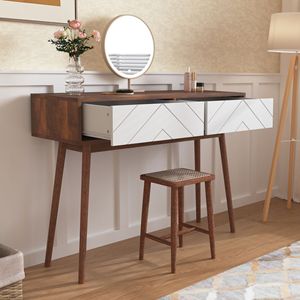 Consolle con 2 cassetti intagliati, tavolo da ingresso con spazio contenitore, gambe in legno per divano o corridoio - Product Image 6