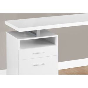 Scrivania per Computer Contemporanea 60'' in Laminato Bianco e Metallo Grigio per Ufficio Domestico, Configurazione Sinistra e Destra con Cassetti Portaoggetti - Product Image 3