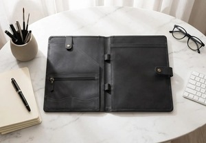 Leather Portfolio Organizer Professional Business <b>Document</b> <b>Folder</b> Card Holder Resume Folio Writing Pad Holder for Office& <b>Travel</b> - Product Image 3