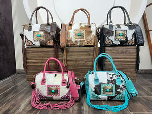 New Trendy 2025 Design Tooled Leather Speedy <b>Crossbody</b> <b>Bag</b> Vintage Genuine Cowhide Leather Fringe Duffel Travel <b>Bags</b> for Women's - Product Image 4