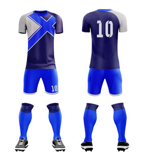 Men's <b>Soccer</b> Uniform Set Blue Gray Sublimated Jersey Shorts Socks Crew Neck Moisture Wicking Athletic Fit All Seasons - Product Image 1