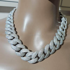 Chaîne cubaine de luxe haut de gamme en argent sterling 925 plaqué or, avec diamants VVS blancs certifiés de laboratoire, style hip-hop, cadeau de mariage - Product Image 2
