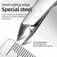 Coupe-ongles professionnels en acier inoxydable avec lame allongée pour l'élimination des callosités des orteils, mâchoire plate, pointe acérée de 12,5 mm, nouveau design