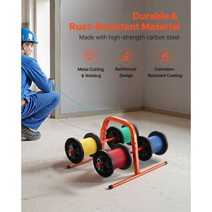 Portacavo Intelligente in Acciaio Rinforzato con Capacità di 45 kg, Supporto per 8 Bobine con Diametro Massimo di 9,45 mm - Product Image 4