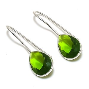 Boucles d'oreilles goutte d'eau en turquoise facettée plaquées or rose pour femme, style bohème vintage, faites à la main, bijoux de fête, sertissage clos, vert - Product Image 3