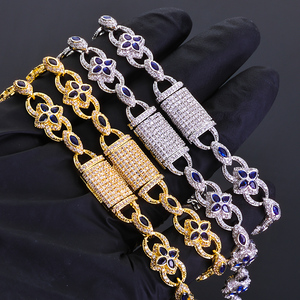 Bracelet floral en diamant de culture, argent 925, léger, diamant certifié, pierre bleue, bijoux élégants, cadeau pour femme - Product Image 1