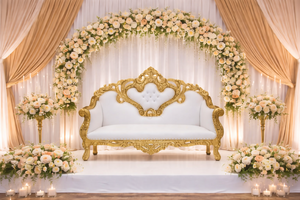 Wedding Golden Elegant Couple <b>Sofa</b> Royal Maharaja Style Wedding <b>Sofa</b> Set Ornate <b>Gold</b> Bridal <b>Sofa</b> UK - Product Image 4