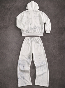 Conjunto Deportivo Personalizado Y2K para Hombre, Sudadera con Capucha y Pantalones Deportivos con Estampado Gráfico de la Bandera del Reino Unido, Estilo Urbano, Talla Grande, Color Blanco - Product Image 3