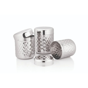 Hammered Stainless Steel Canister Set With Airtight Lids Metal Kitchen Food Storage <b>Containers</b> For <b>Flour</b> Sugar & Coffee Tea - Product Image 4