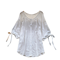 Blusas Elegantes de Verano de Manga Corta para Mujer, Camisas Sólidas con Manga Farol, Tops Elegantes para Dama, Ropa al por Mayor para Mujer