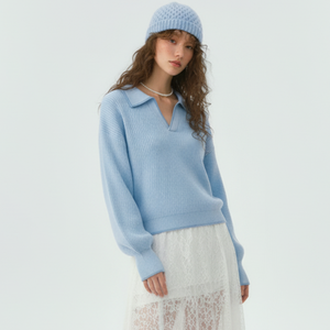 Suéter de Punto de Algodón de Alta Gama para Mujer, Manga Larga, Cuello en V, Elegante y Casual, para Verano, Otoño e Invierno, OEM, ODM, Personalizado - Product Image 1