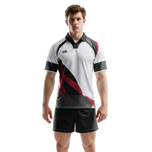 Button <b>Down</b> Football Sublimated Uniform 100% Polyester Printed Rugby Uniforms Men's Training Wear Football Uniforms - Product Image 2