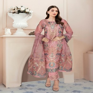 Venta al por mayor de diseñador de gasa pesada de 3 piezas trajes de marca original Ramsha indio paquistaní ropa de fiesta Maxi vestido - Product Image 5