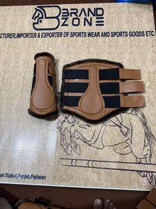 BRAND ZONE Equine Boots Patent Leather Horse Tendon Brushing Boots Splint Boots with 8MM Neoprean and Faux Fur <b>Equestrian</b> horse - Product Image 3