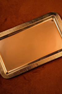 Plateau de service rectangulaire de luxe avec bord martelé en acier inoxydable, plat décoratif pour hôtel, buffet, mariage, fête, cadeau - Product Image 4