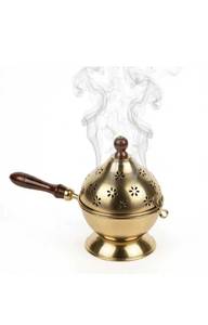Stainless Steel Bakhoor <b>Burner</b> Charcoal Holder Pan Acacia Wood Handle Indian Incense <b>Burner</b> Oud Madkhan Aromatic Hand-made - Product Image 3