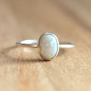 Sterling <b>Silver</b> Opal <b>Ring</b> October Birthstone <b>Stacking</b> <b>Ring</b> Minimalist Jewelry Women <b>Ring</b> Wholesale Supplier - Product Image 6