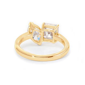 แหวนทองคำแท้ประดับเพชรแล็บโกรว์ทรง Asscher 1.5 กะรัต และทรง Marquise 1 กะรัต รับรองโดย IGI ดีไซน์ Toi Et Moi หรูหรา แหวนสองเม็ดแบบ Bypass สง่างาม - Product Image 5