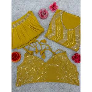 Conjuntos de mujer elegantes Ropa de fiesta Kaftan y Sharara con trabajo de secuencia de bordado elegante - Product Image 4