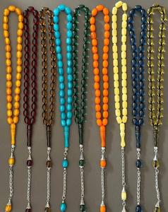 Handmade Resin <b>Islamic</b> Prayer Beads Necklace Amber Tone Rosary Bracelet Casting Traditional Decorative Religious <b>Gift</b> - Product Image 3