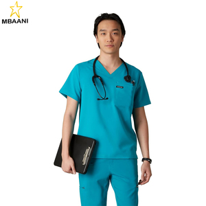 เสื้อสครับคอวีผู้ชายไบรท์ตันพร้อมกระเป๋า |   ชุดแพทย์สำหรับผู้ชาย |   ชุดยูนิฟอร์มโรงพยาบาล |   ผ้าที่ยืดหยุ่นได้ - Product Image 6