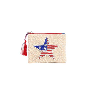 Pochette à monnaie en perles de rocaille cerise - Pochette zippée brodée à la main personnalisable pour usage quotidien/fêtes et cadeaux promotionnels - Product Image 2