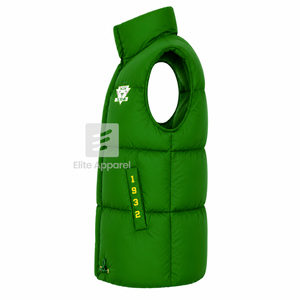 Custom Chi Eta Phi sorority Puffer vest embroidered logo on front green and yellow color <b>sleeveless</b> <b>jacket</b> for female - Product Image 3