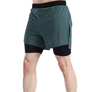 กางเกงออกกำลังกาย 2 in 1 สีเขียวอมฟ้าสำหรับผู้ชาย พร้อมซับในรัดรูปสำหรับวิ่ง ออกกำลังกาย เล่นกีฬา และฟิตเนส - Product Image 3