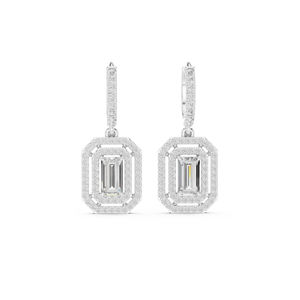 Boucles d'oreilles de fiançailles en or jaune 14 carats avec diamant rond cultivé en laboratoire pour femmes |   Nouveau diamant cultivé - Product Image 2