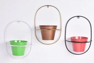 Ensemble de jardinières murales modernes en métal |   Support décoratif pour pot de fleurs d'intérieur et d'extérieur pour balcon, jardin et décoration intérieure - Product Image 3