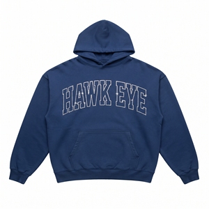 Sudadera con Capucha Azul para Hombre, Diseño Personalizado, Logotipo Bordado de Ojo de Halcón, Talla Grande, Forro Polar, Ropa Casual de Invierno - Product Image 4