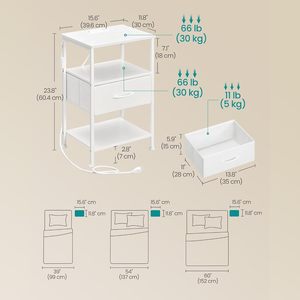 Mesita de noche moderna de cuero blanco para dormitorio y sala de estar - Product Image 3