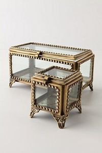 Brass Square Jewelry <b>Box</b> with Mirrored Lid Ornate Legs Vintage Decorative Trinket <b>Box</b> for Rings <b>Earrings</b> Necklaces - Product Image 2