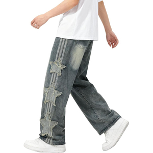 Men Korean Fashion Wide Leg Denim Jeans Oversized Loose Fit Baggy <b>Pants</b> Streetwear Clothing - Product Image 3