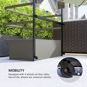 Carrello portaoggetti galleggiante per piscina in rattan grigio con ruote - Product Image 4