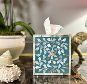 Caja de pañuelos de diseño con incrustaciones de nácar, hecha a mano, con mosaico de conchas, cubierta rectangular decorativa de lujo para el hogar, la oficina o el hotel. - Product Image 1