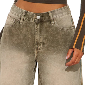 Shorts Bermuda en jean délavé pour femme, taille mi-haute, coupe large, longueur genou, décontracté, ample, séchage rapide, respirant, poches boutonnées - Product Image 3